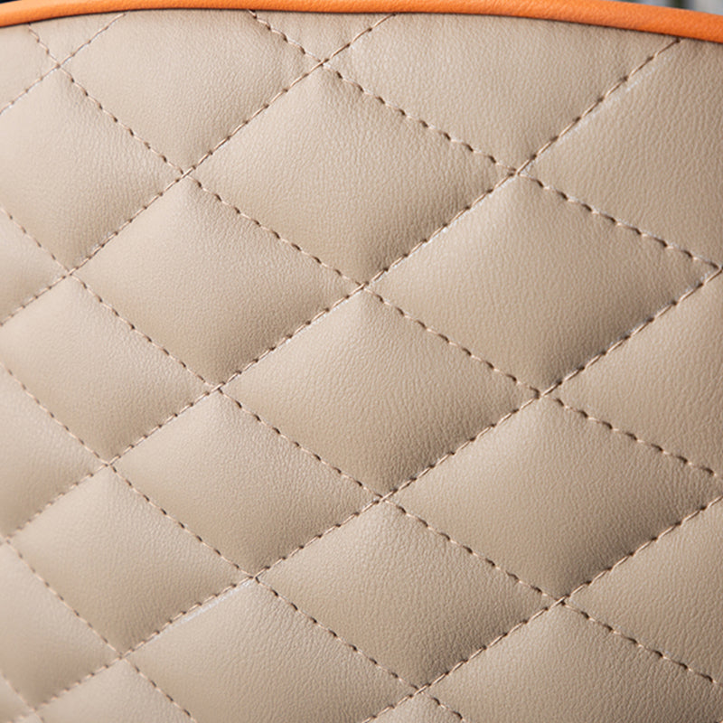 Upholstered Arm Chair Industrial Faux Leather Indoor Dining Chair with Metal Legs