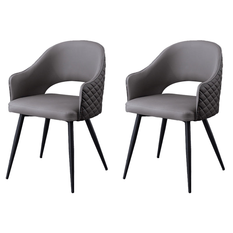 Upholstered Arm Chair Industrial Faux Leather Indoor Dining Chair with Metal Legs