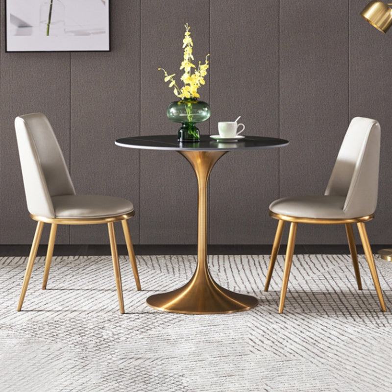 White Upholstered Dining Chair Kitchen Dining Chair with Metal Legs