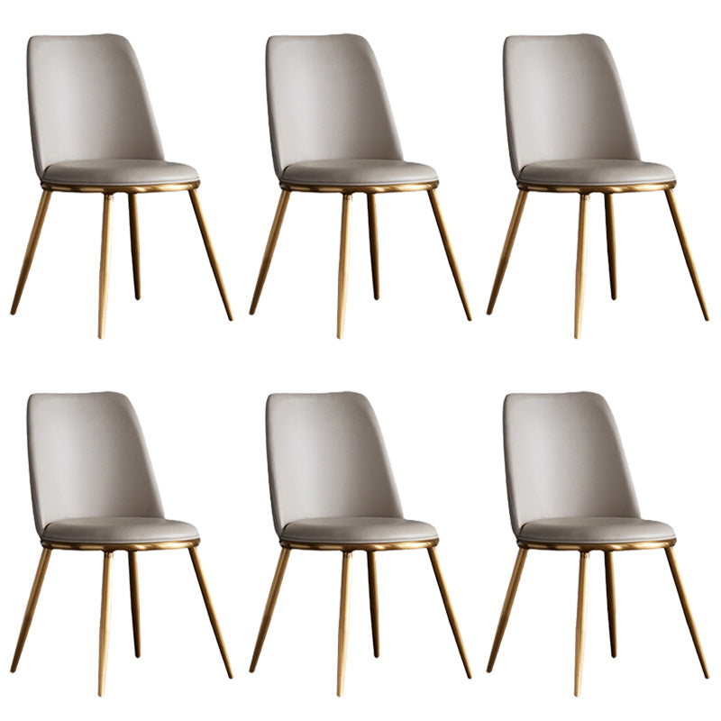 White Upholstered Dining Chair Kitchen Dining Chair with Metal Legs