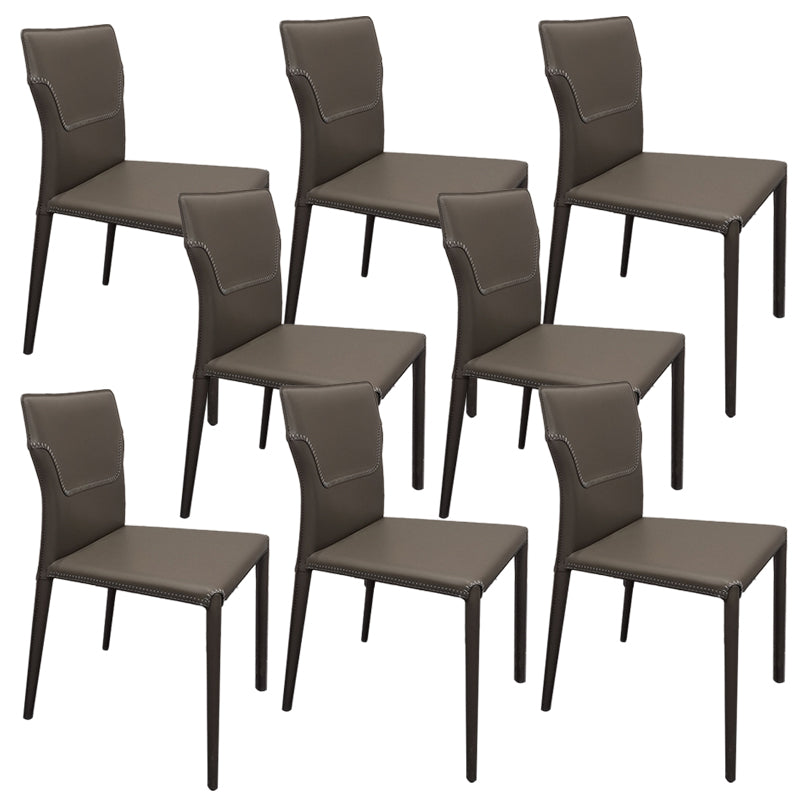 Contemporary Upholstered Dining Chair Faux Leather Kitchen Dining Armless Chair