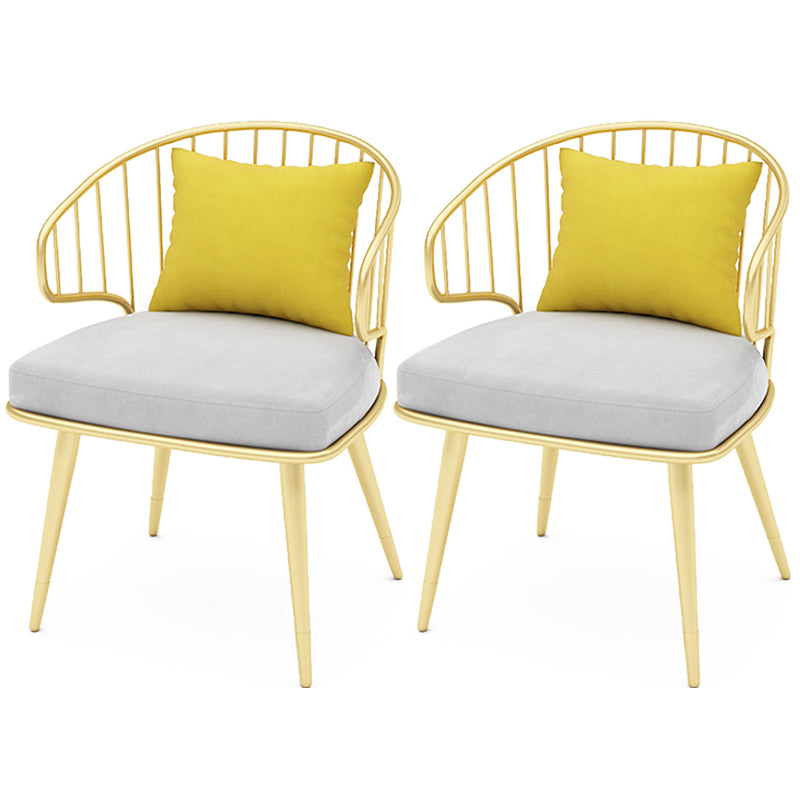 Contemporary Kitchen Dining Armchair Metal Side Dining Chairs in Gold