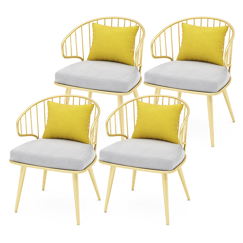 Contemporary Kitchen Dining Armchair Metal Side Dining Chairs in Gold