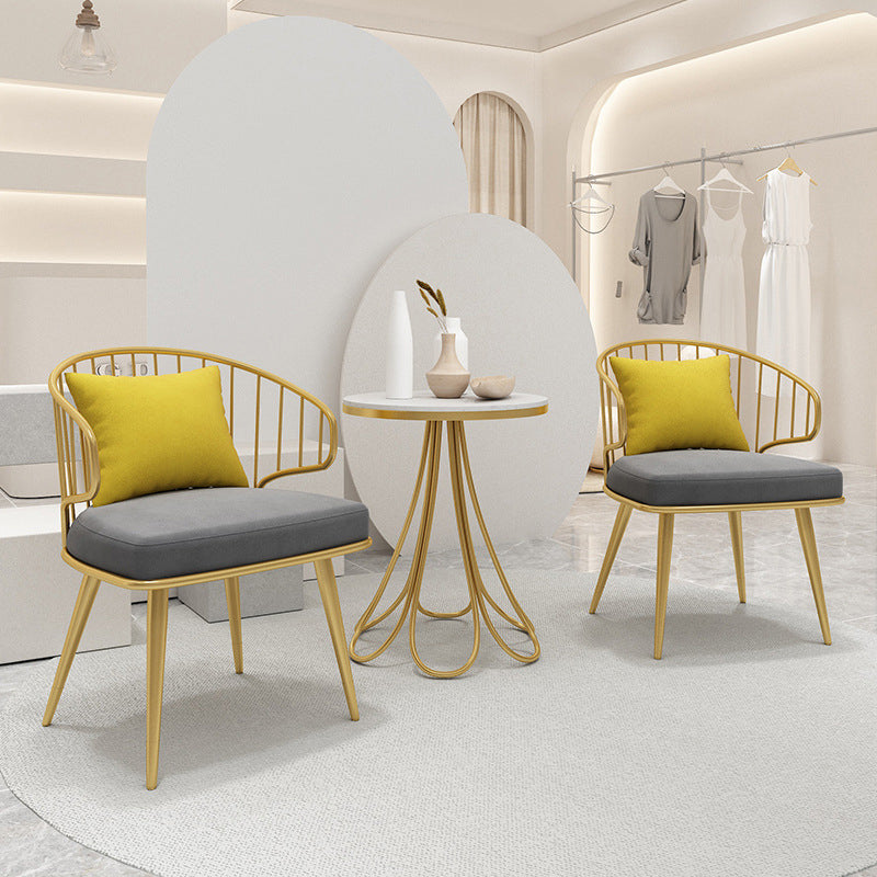 Contemporary Kitchen Dining Armchair Metal Side Dining Chairs in Gold