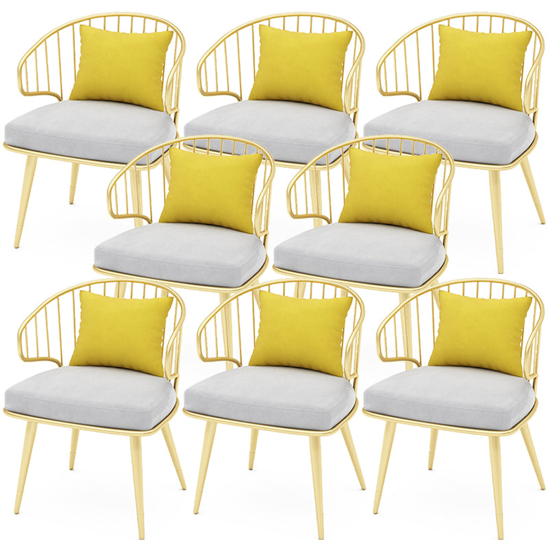 Contemporary Kitchen Dining Armchair Metal Side Dining Chairs in Gold