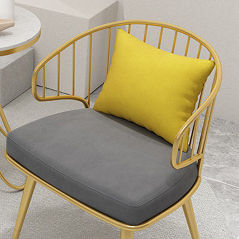 Contemporary Kitchen Dining Armchair Metal Side Dining Chairs in Gold