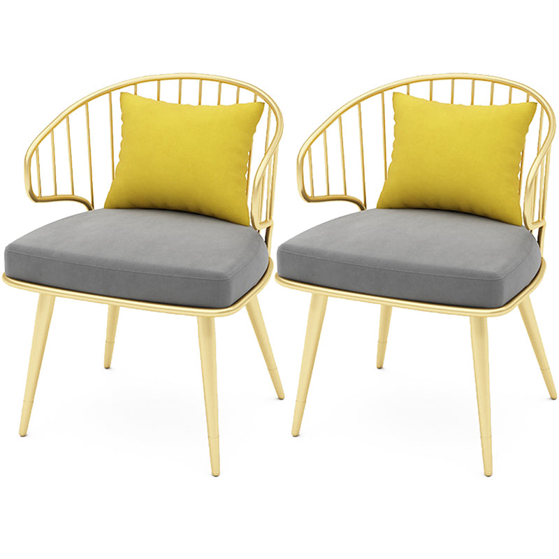 Contemporary Kitchen Dining Armchair Metal Side Dining Chairs in Gold