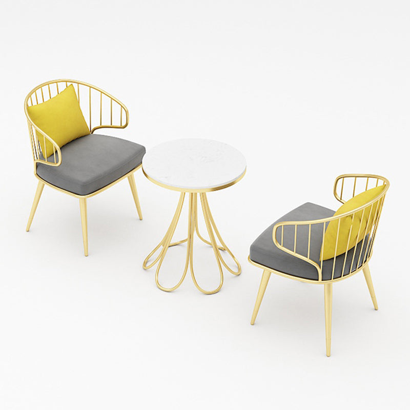 Contemporary Kitchen Dining Armchair Metal Side Dining Chairs in Gold