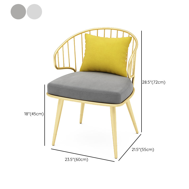 Contemporary Kitchen Dining Armchair Metal Side Dining Chairs in Gold