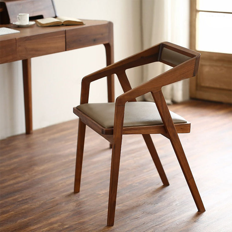 Contemporary Kitchen Dining Armchair Wood Side Dining Chairs in Brown