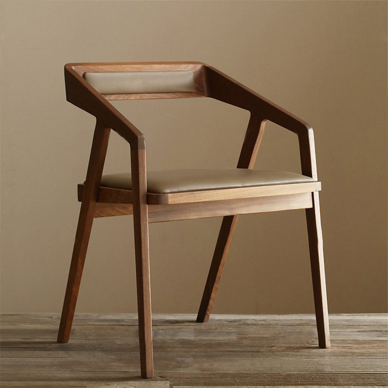 Contemporary Kitchen Dining Armchair Wood Side Dining Chairs in Brown