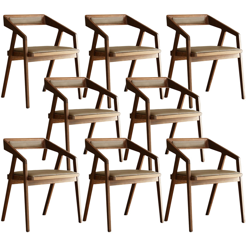 Contemporary Kitchen Dining Armchair Wood Side Dining Chairs in Brown