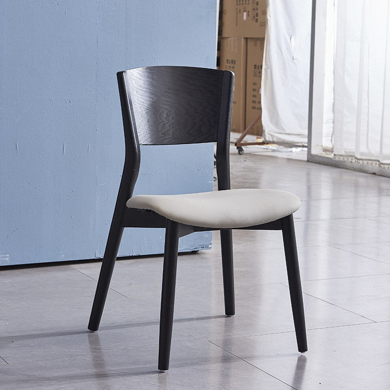 Wood Kitchen Dining Side Chair Open Back Dining Side Chair in Black Frame