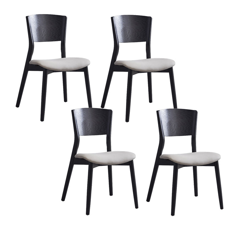 Wood Kitchen Dining Side Chair Open Back Dining Side Chair in Black Frame