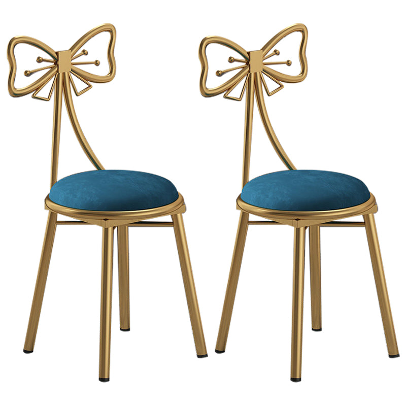 Glam Style Velvet Armless Chair Metal Dining Chair for Restaurant Use