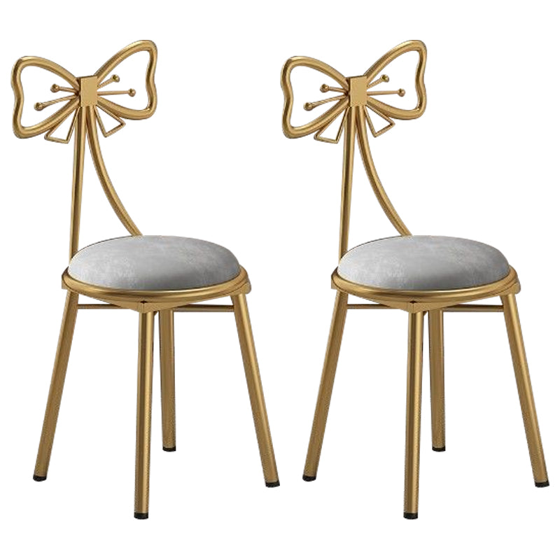 Glam Style Velvet Armless Chair Metal Dining Chair for Restaurant Use