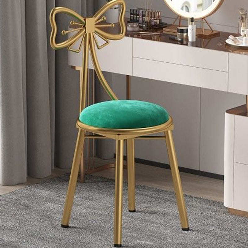 Glam Style Velvet Armless Chair Metal Dining Chair for Restaurant Use
