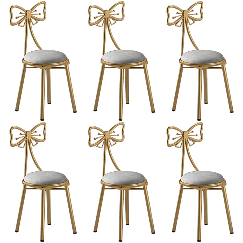 Glam Style Velvet Armless Chair Metal Dining Chair for Restaurant Use