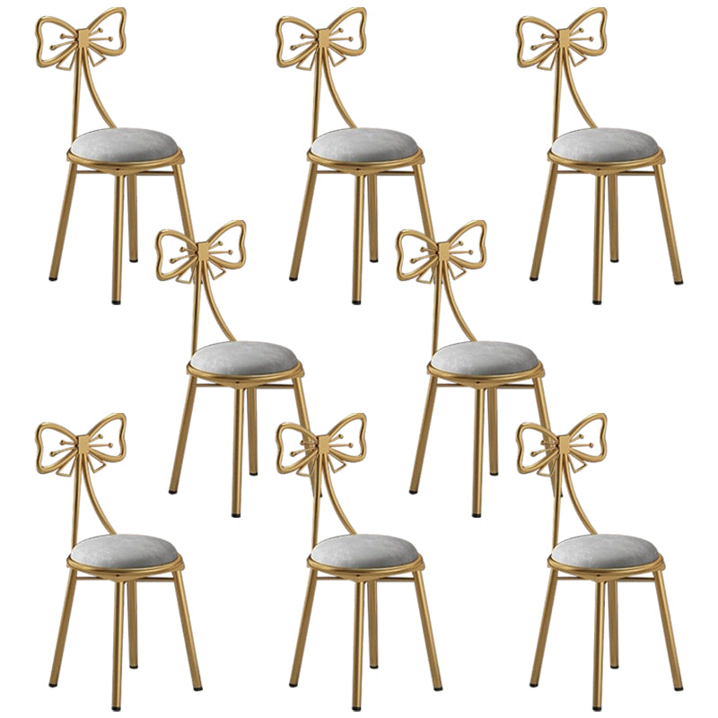Glam Style Velvet Armless Chair Metal Dining Chair for Restaurant Use