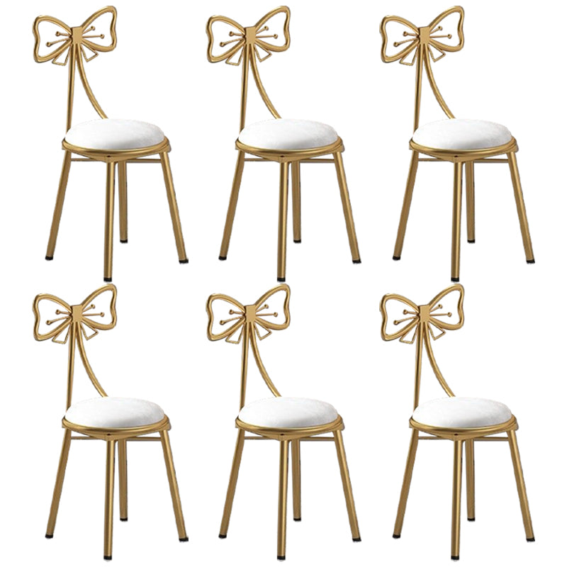 Glam Style Velvet Armless Chair Metal Dining Chair for Restaurant Use