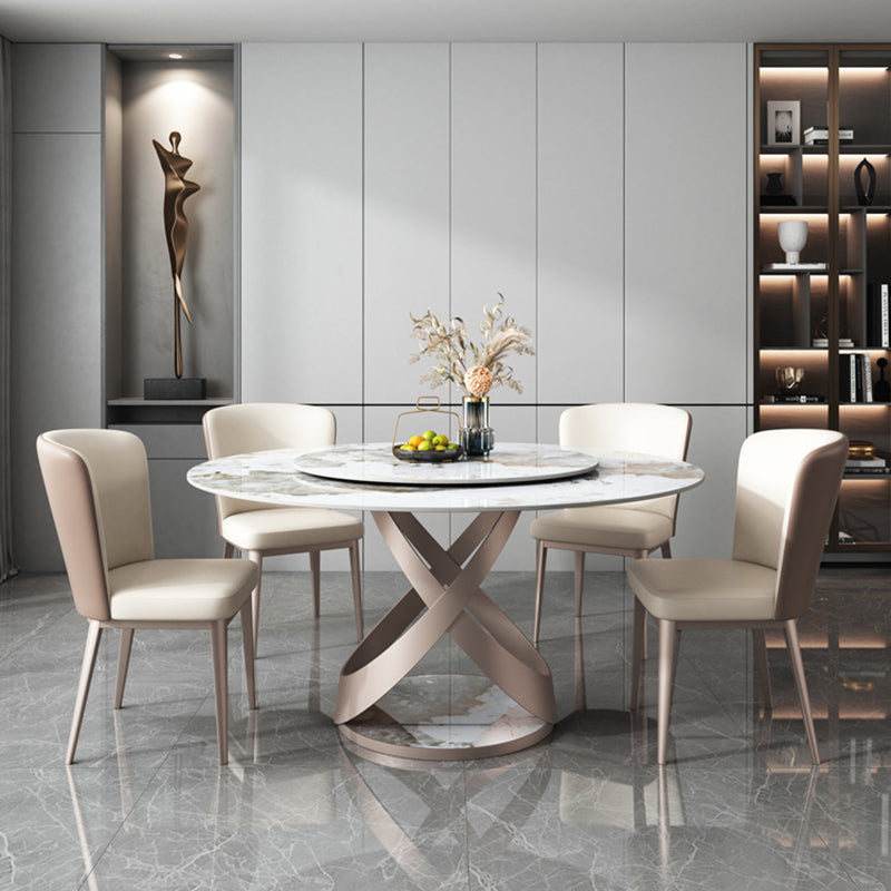 Contemporary Metal Dining Chair Faux Leather Armless Dining Chair for Home Use