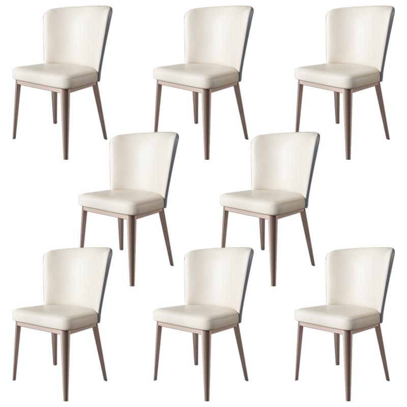 Contemporary Metal Dining Chair Faux Leather Armless Dining Chair for Home Use