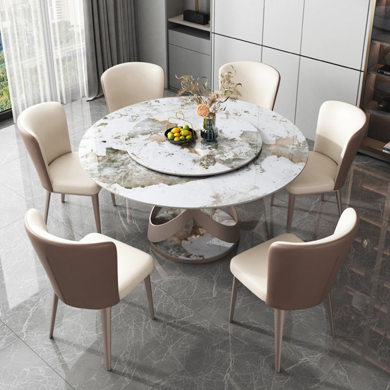 Contemporary Metal Dining Chair Faux Leather Armless Dining Chair for Home Use