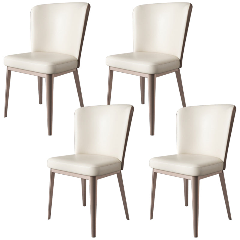 Contemporary Metal Dining Chair Faux Leather Armless Dining Chair for Home Use