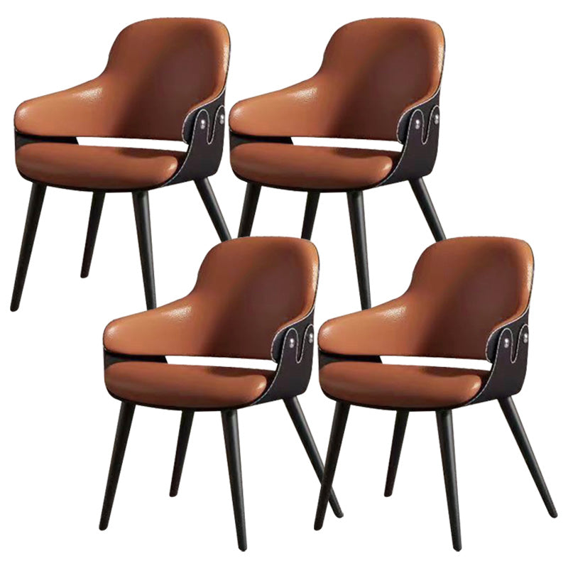 Leather Dining Chairs Metal Leg Arm Dining Room Chairs for Restaurant Use