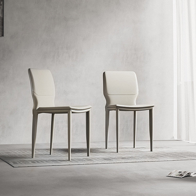 Contemporary Metal Dining Chair Leather Armless Dining Room Chair for Home Use