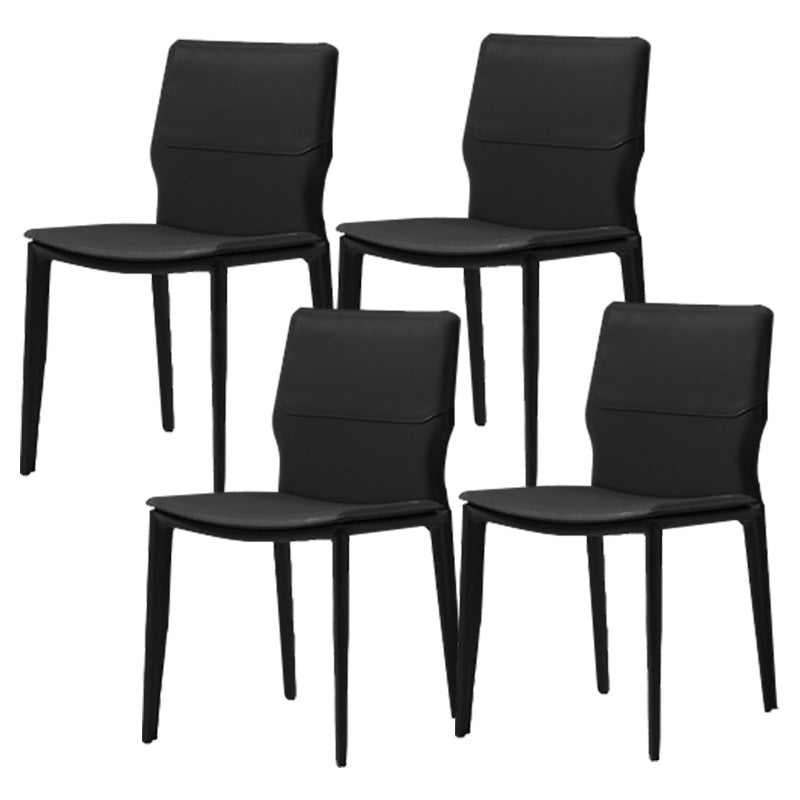 Contemporary Metal Dining Chair Leather Armless Dining Room Chair for Home Use