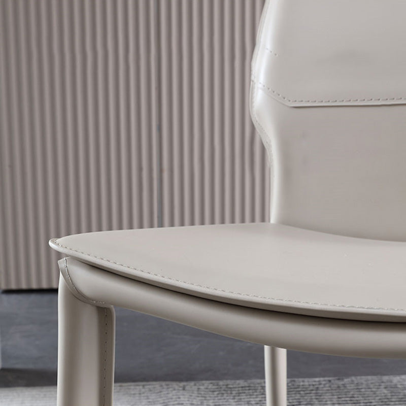 Contemporary Metal Dining Chair Leather Armless Dining Room Chair for Home Use