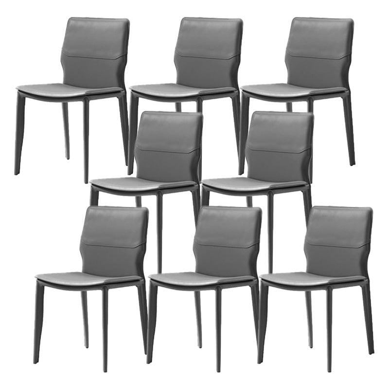 Contemporary Metal Dining Chair Leather Armless Dining Room Chair for Home Use