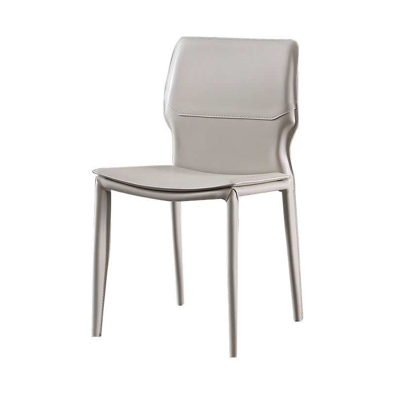 Contemporary Metal Dining Chair Leather Armless Dining Room Chair for Home Use