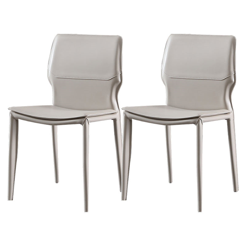 Contemporary Metal Dining Chair Leather Armless Dining Room Chair for Home Use