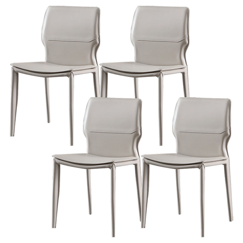 Contemporary Metal Dining Chair Leather Armless Dining Room Chair for Home Use