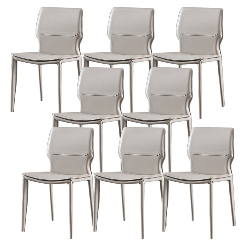 Contemporary Metal Dining Chair Leather Armless Dining Room Chair for Home Use
