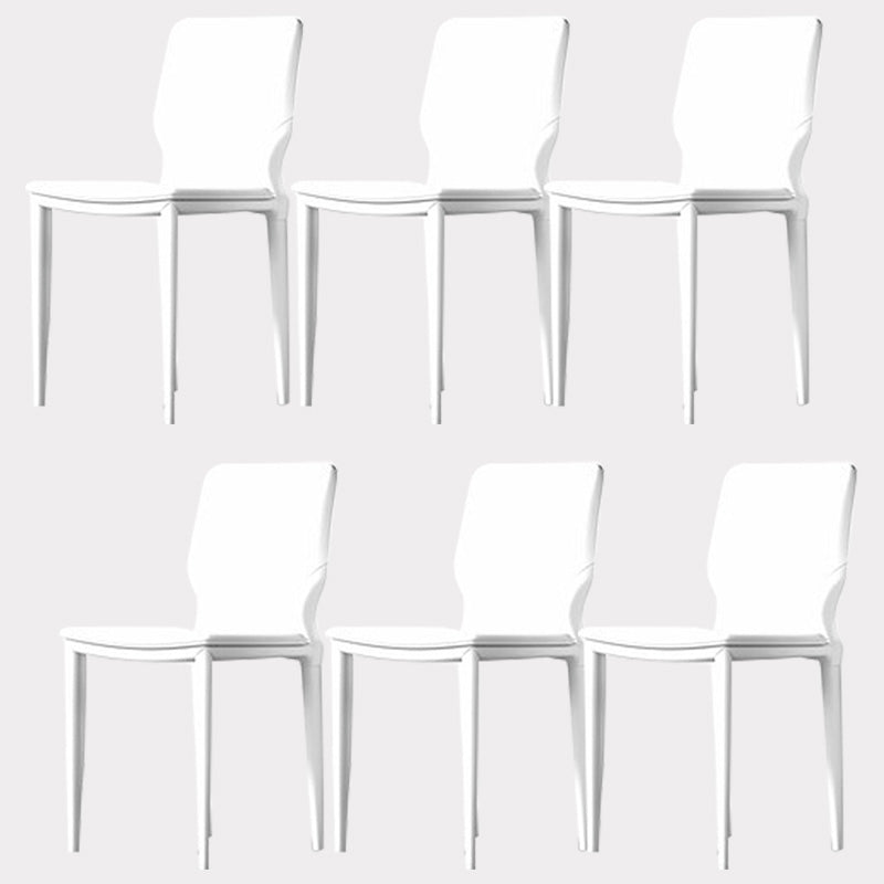 Contemporary Metal Dining Chair Leather Armless Dining Room Chair for Home Use