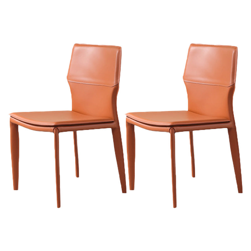 Contemporary Metal Dining Chair Leather Armless Dining Room Chair for Home Use