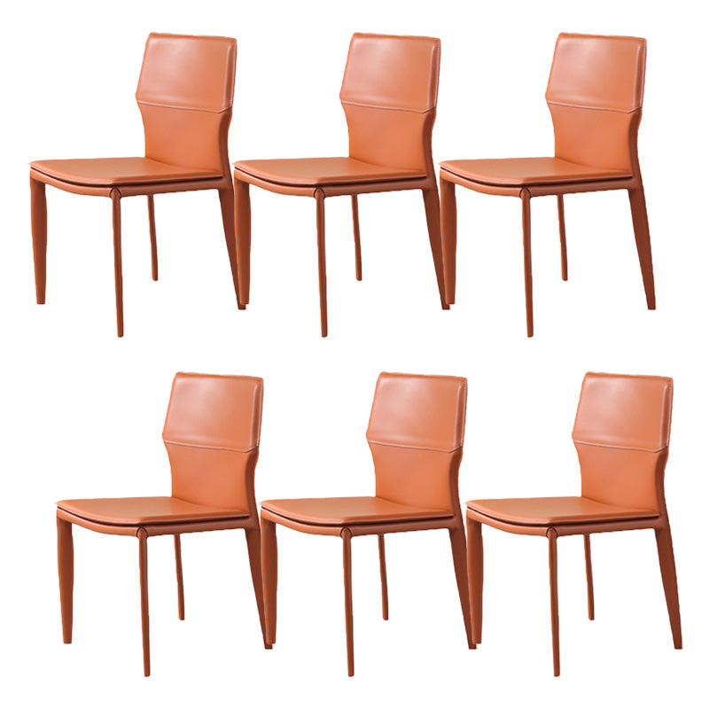 Contemporary Metal Dining Chair Leather Armless Dining Room Chair for Home Use