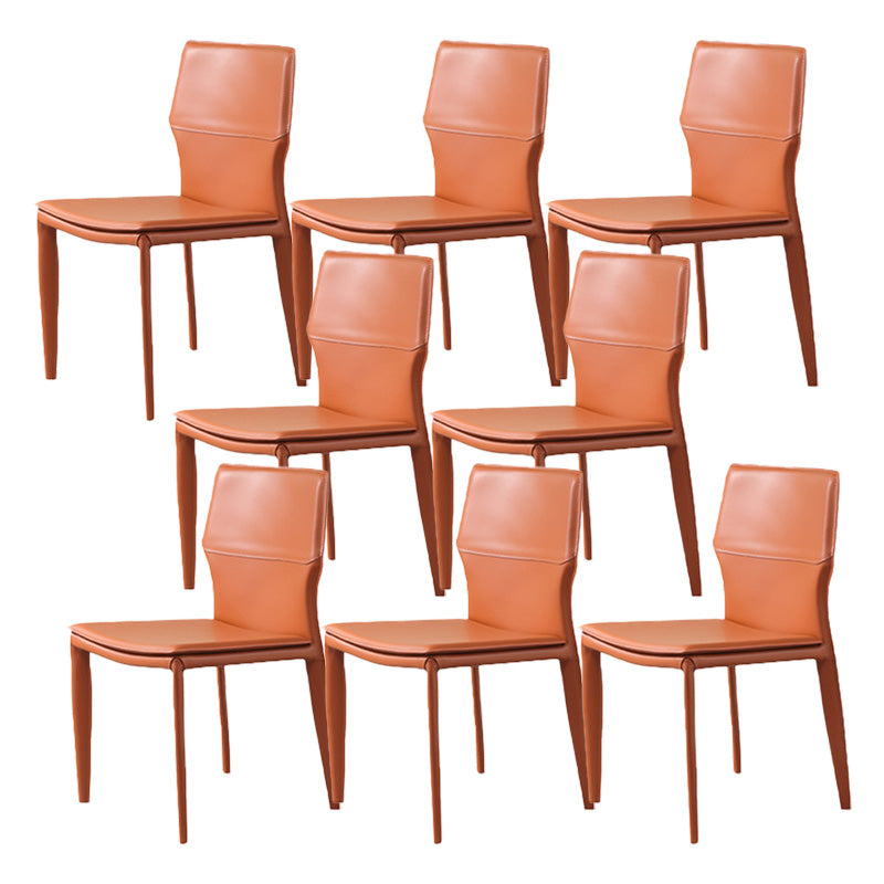Contemporary Metal Dining Chair Leather Armless Dining Room Chair for Home Use