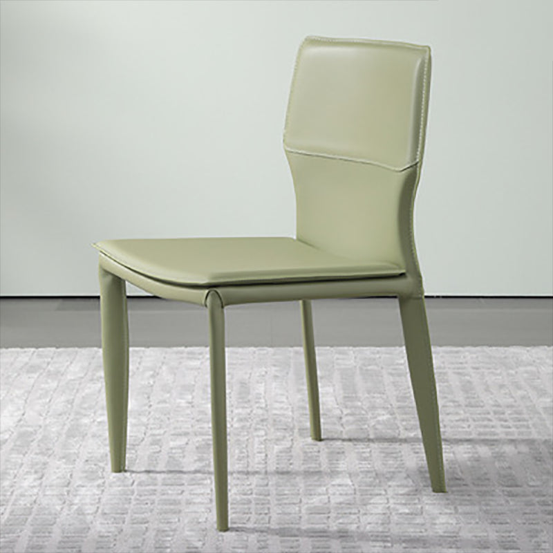 Contemporary Metal Dining Chair Leather Armless Dining Room Chair for Home Use