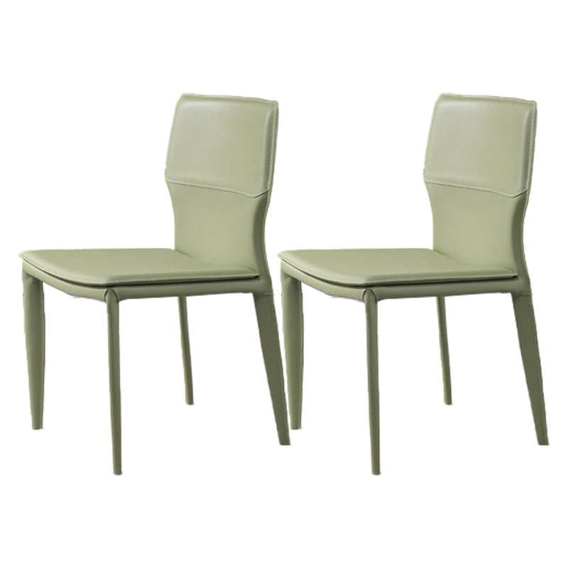 Contemporary Metal Dining Chair Leather Armless Dining Room Chair for Home Use