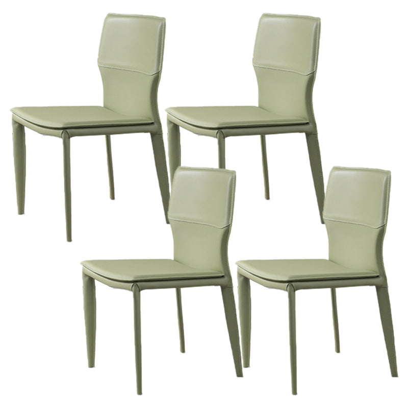Contemporary Metal Dining Chair Leather Armless Dining Room Chair for Home Use