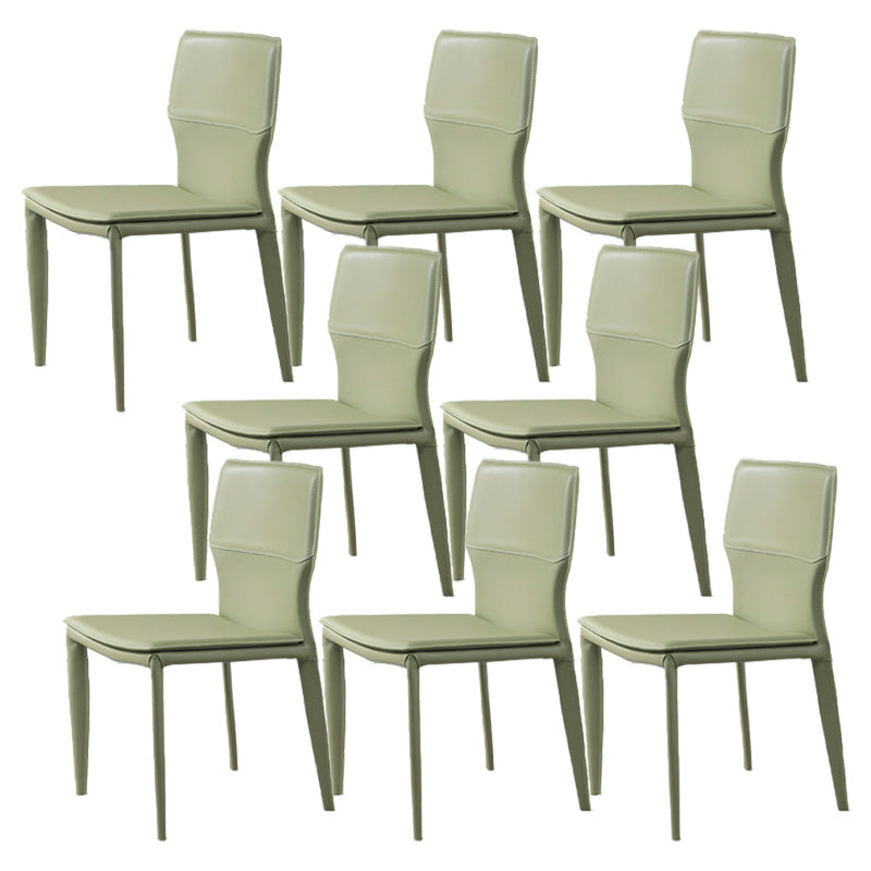 Contemporary Metal Dining Chair Leather Armless Dining Room Chair for Home Use