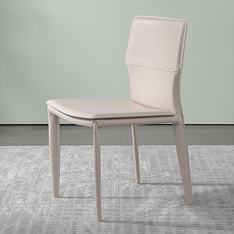 Contemporary Metal Dining Chair Leather Armless Dining Room Chair for Home Use
