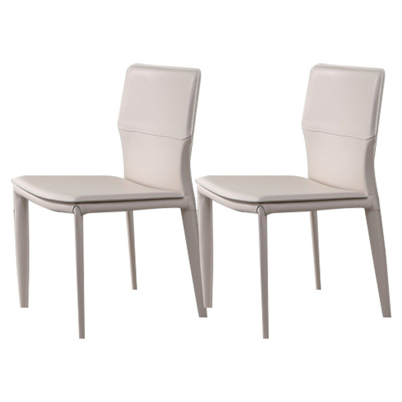 Contemporary Metal Dining Chair Leather Armless Dining Room Chair for Home Use