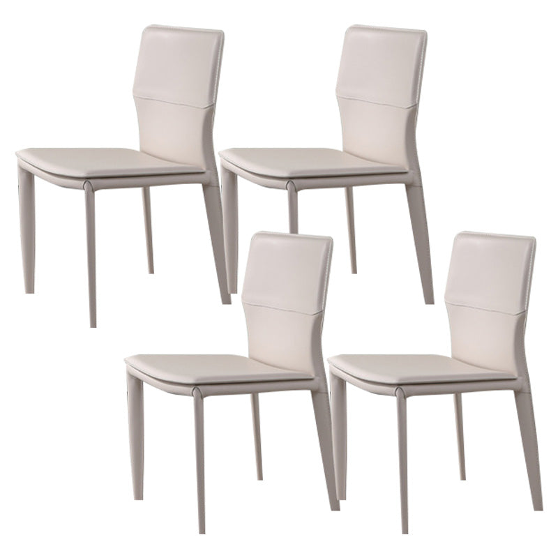 Contemporary Metal Dining Chair Leather Armless Dining Room Chair for Home Use