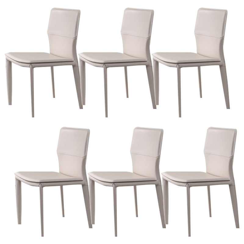 Contemporary Metal Dining Chair Leather Armless Dining Room Chair for Home Use