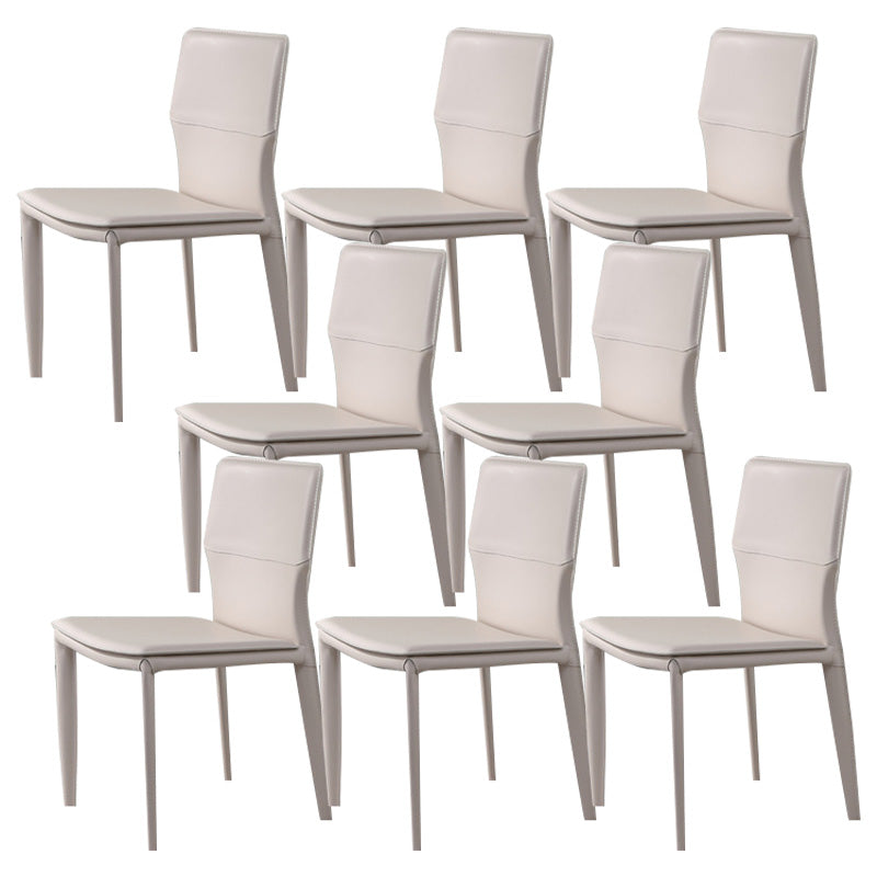 Contemporary Metal Dining Chair Leather Armless Dining Room Chair for Home Use
